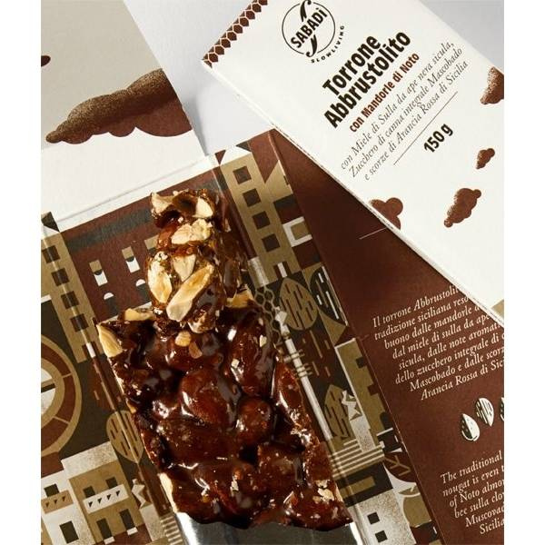 Nugat prażony z migdałami i cukrem mascobado TORRONE ABBRUSTOLITO MANDORIE 100g Sabadi